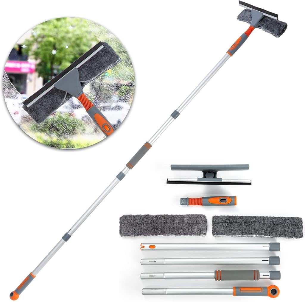 HASTHIP Window Squeegee Cleaner 4 In 1 Retractable Cleaning Tool with 2 Brushes Attachment 180 Degree Flexible Window Squeegee Tool Floor Cleaning Tool Multipurpose Cleaning Tool for Window, Floor HASTHIP Window Squeegee Cleaner 4 In 1 Retractable Cleaning Tool with 2 Brushes Attachment 180 Degree Flexible Window Squeegee Tool Floor Cleaning Tool Multipurpose Cleaning Tool for Window, Floor